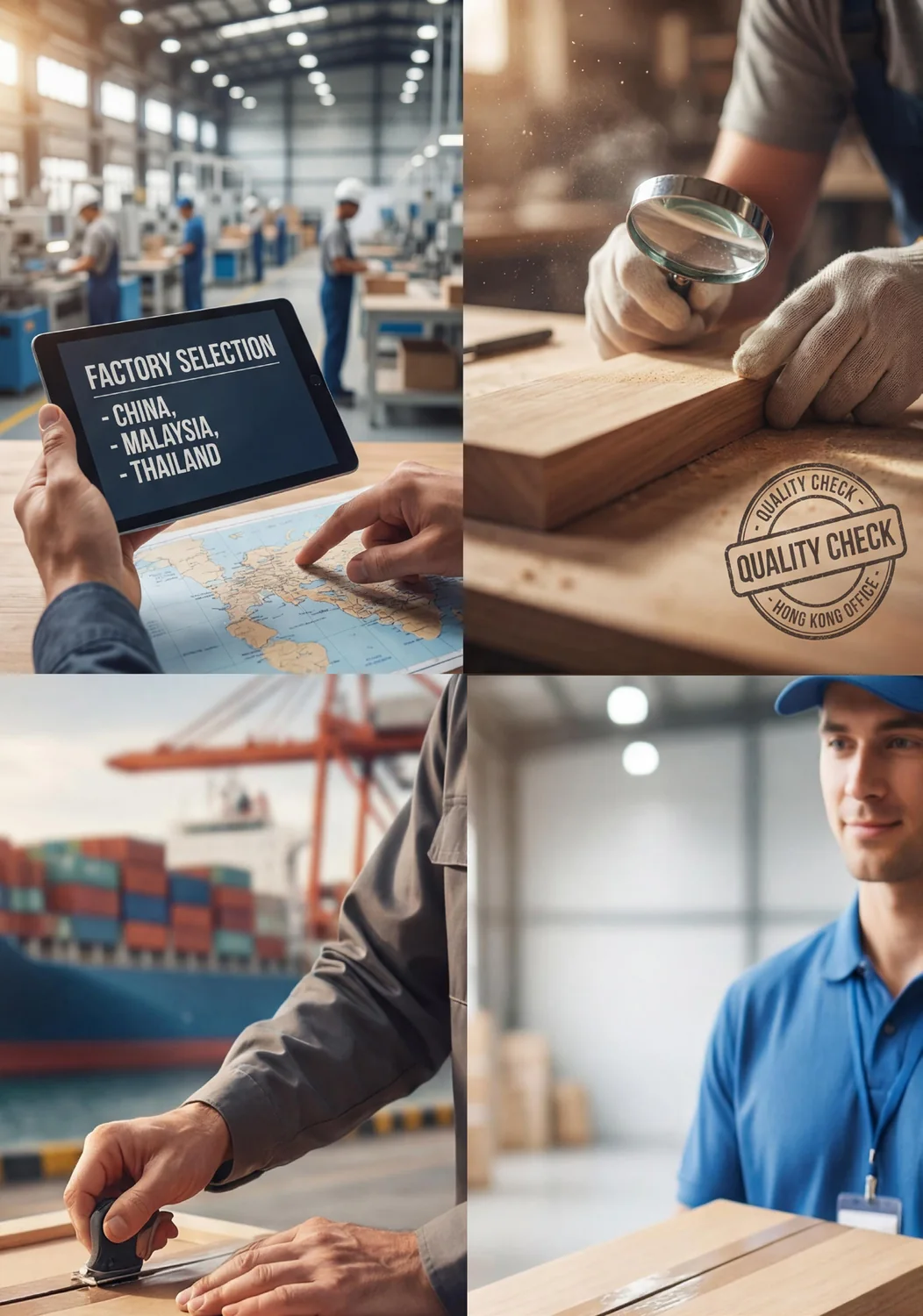 Factory selection, quality inspection, logistics and delivery operations